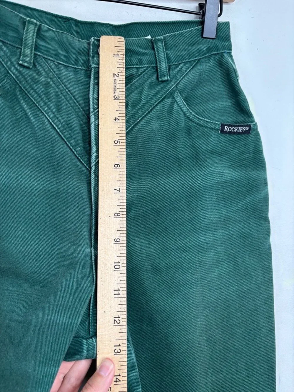 VTG Rockies Jeans 28/7 Green High Waist Bareback Western Denim 80s Made in USA